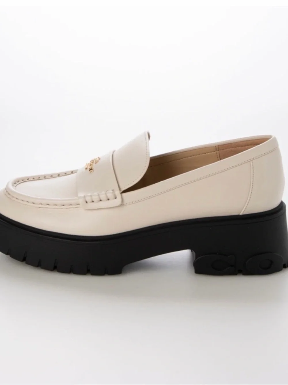 Coach Ruthie Leather Cream Platform Loafers with Black Lug Sole - Picture 4 of 6